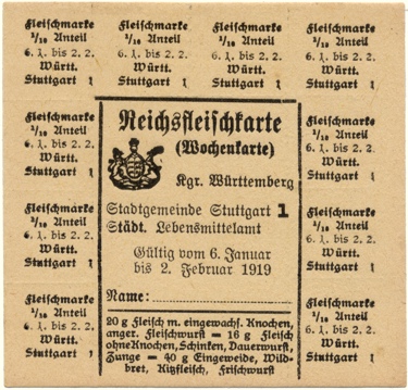 Reichsfleischkarte von 1919