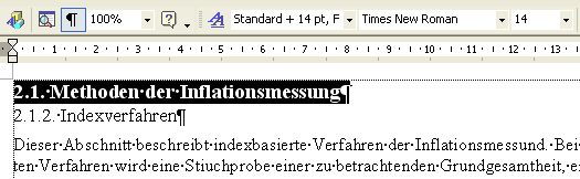 Überschriften ohne Formatvorlage