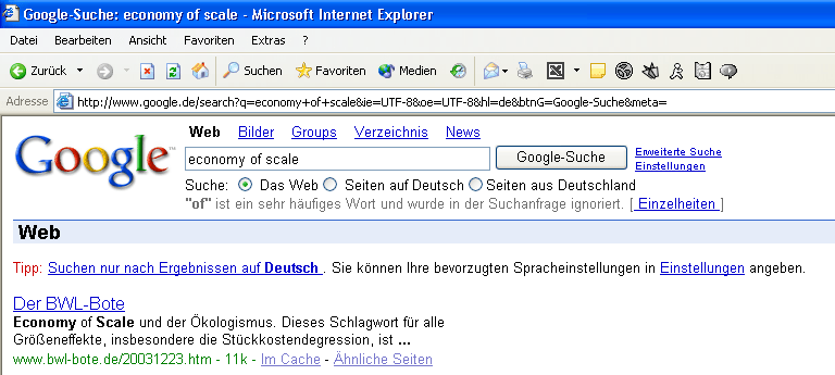Der BWL-Bote bei Google an erster Stelle