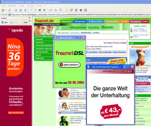 Freenet, voller Werbung