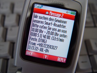 Eine Werbe-SMS: hat der Spammer die Nummer direkt von Vodafone bekommen?
