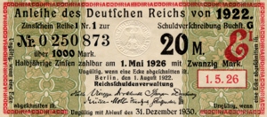 Coupon zur Zwangstaatsanleihe von 1922