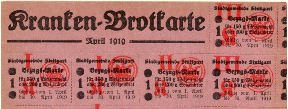 Kranken-Brotkarte von 1919